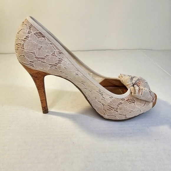 LACE Bamboo 3" Heels Peep Toe Women's 7.5 NwoT Whimsigoth Romantic - Picture 7 of 13